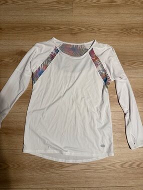 Reel Legends White Long-Sleeve Performance Top with Multicolor Palm Trim
